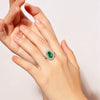 Wholesale Women's S925 Sterling Silver Ring With Emerald And High Carbon Diamond 8A Zircon Geometric Style
