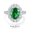 Wholesale Women's S925 Sterling Silver Ring With Emerald And High Carbon Diamond 8A Zircon Geometric Style
