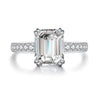 Wholesale Women's S925 Sterling Silver Ring With Emerald Cut Square Pagoda Shapes And Geometric Style Electroplated