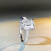 Wholesale Women's S925 Sterling Silver Ring With Emerald Cut Square Pagoda Shapes And Geometric Style Electroplated