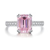 Wholesale Women's S925 Sterling Silver Ring With Emerald Cut Square Pagoda Shapes And Geometric Style Electroplated