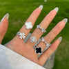Wholesale Women's S925 Sterling Silver Ring With Four Leaf Clover And Zircon Separable Design Flower Pattern