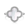 Wholesale Women's S925 Sterling Silver Ring With Four Leaf Clover And Zircon Separable Design Flower Pattern