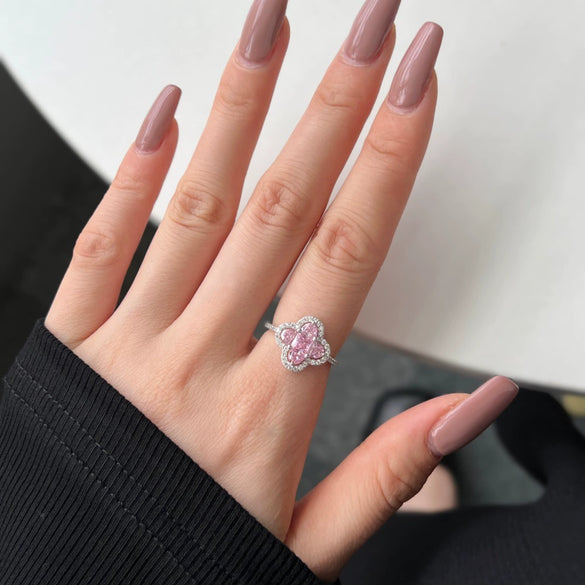 Wholesale Women's S925 Sterling Silver Ring With Fourleaf Clover Zircon Inlaid And Electroplating Process