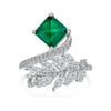 Wholesale Women's S925 Sterling Silver Ring With Geometric And Leaf Pattern Electroplated Design