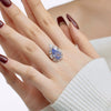 Wholesale Women's S925 Sterling Silver Ring With Geometric Design And Dropshaped Main Stone Inlaid With Zircon And Electroplating Treatment