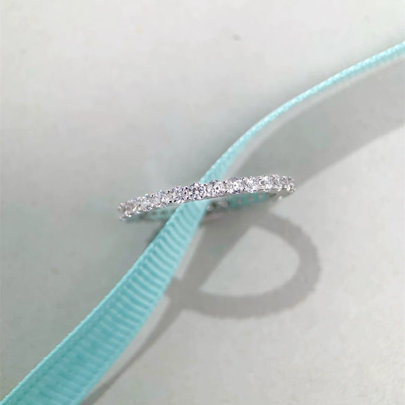 Wholesale Women's S925 Sterling Silver Ring With Geometric Pattern And Zircon Design