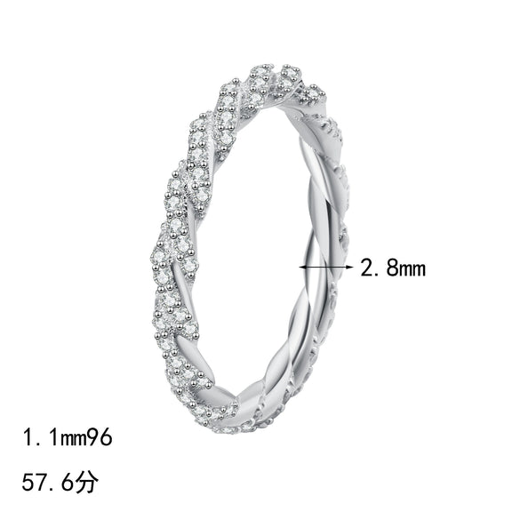 Wholesale Women's S925 Sterling Silver Ring With Moissanite Diamondencrusted Small Twist Design Electroplated With Doll Animal Zodiac Letters Numbers Text Pattern Minimalist Style