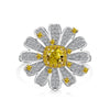 Wholesale Women's S925 Sterling Silver Ring With Yellow Zircon Flower Ushaped Dropshaped Geometric Design Electroplated