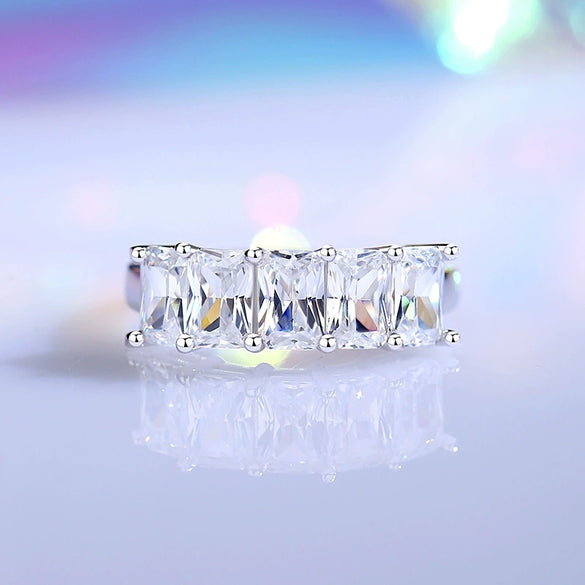 Wholesale Women's S925 Sterling Silver Ring With Zircon And High Carbon Diamond Small Square Shape