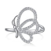 Wholesale Women's S925 Sterling Silver Ring With Zircon Inlaid Butterfly And Clover Letter Design Light Luxury Geometric Style Electroplated