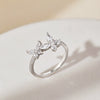 Wholesale Women's S925 Sterling Silver Ring With Zircon Inlaid Butterfly And Clover Letter Design Light Luxury Geometric Style Electroplated