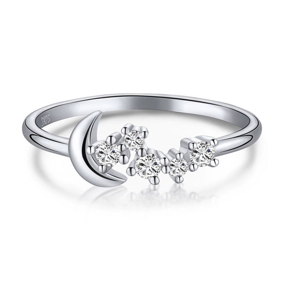 Wholesale Women's S925 Sterling Silver Ring With Zircon Inlaid Butterfly And Clover Letter Design Light Luxury Geometric Style Electroplated