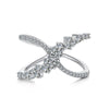 Wholesale Women's S925 Sterling Silver Ring With Zircon Inlaid Butterfly And Clover Letter Design Light Luxury Geometric Style Electroplated