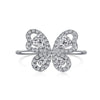 Wholesale Women's S925 Sterling Silver Ring With Zircon Inlaid Butterfly And Clover Letter Design Light Luxury Geometric Style Electroplated