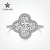 Wholesale Women's S925 Sterling Silver Ring With Zircon Inlaid Geometric Four Leaf Clover Design Light Luxury Style Electroplated