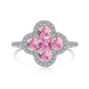 Wholesale Women's S925 Sterling Silver Ring With Zircon Inlaid Geometric Four Leaf Clover Design Light Luxury Style Electroplated