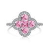 Wholesale Women's S925 Sterling Silver Ring With Zircon Inlaid Geometric Four Leaf Clover Design Light Luxury Style Electroplated