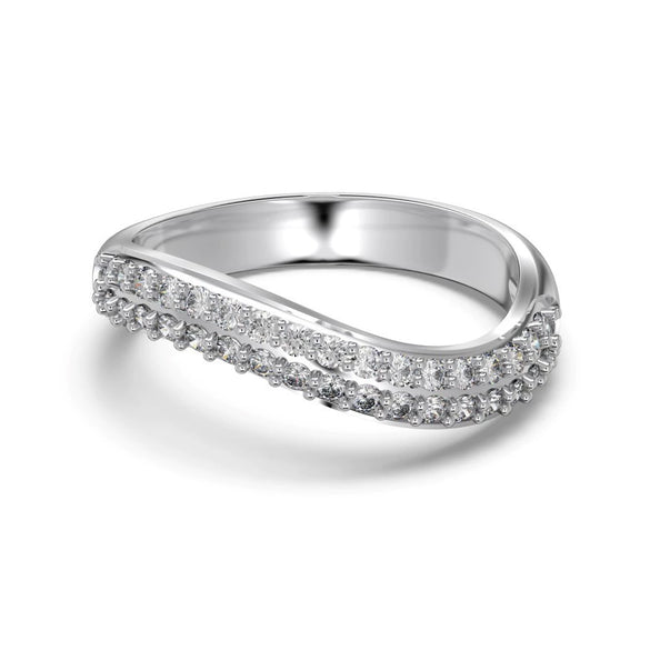 Wholesale Women's S925 Sterling Silver Ring With Zircon Inlaid Snake Curve Design And Electroplating