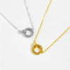 Wholesale Women's S925 Sterling Silver Ringlink Necklace With Geometric Design And Electroplating In Platinum Or 18K Gold
