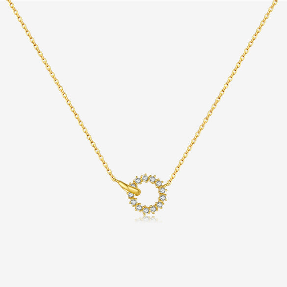 Wholesale Women's S925 Sterling Silver Ringlink Necklace With Geometric Design And Electroplating In Platinum Or 18K Gold