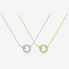 Wholesale Women's S925 Sterling Silver Ringlink Necklace With Geometric Design And Electroplating In Platinum Or 18K Gold