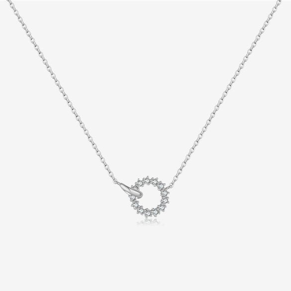 Wholesale Women's S925 Sterling Silver Ringlink Necklace With Geometric Design And Electroplating In Platinum Or 18K Gold