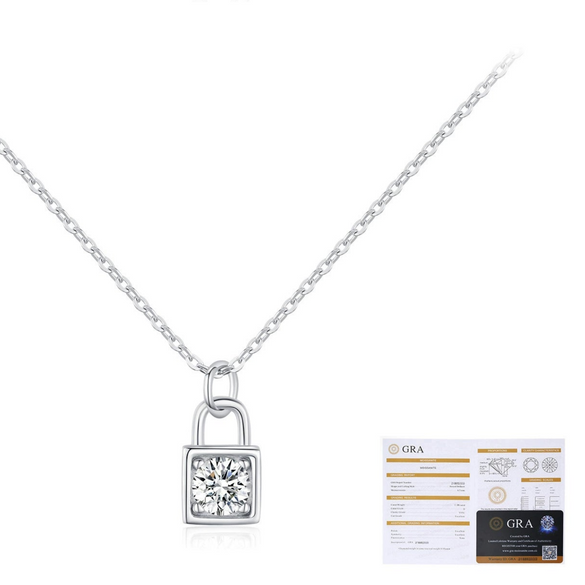 Wholesale Women's S925 Sterling Silver Romantic Couple Lock Necklace With Diamond Treatment And Light Luxury Style
