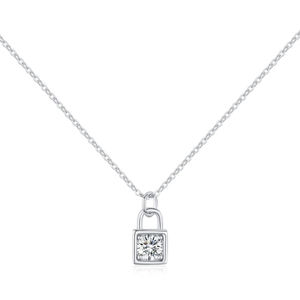Wholesale Women's S925 Sterling Silver Romantic Couple Lock Necklace With Diamond Treatment And Light Luxury Style