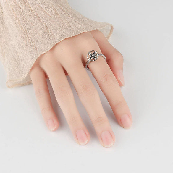 Wholesale Women's S925 Sterling Silver Rotating Clover Geometric Ring With Electroplating And Inlaid Zircon