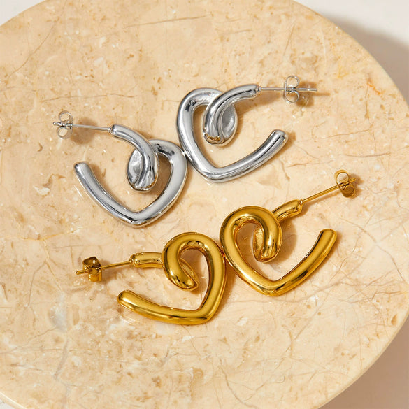 Wholesale Women's S925 Sterling Silver Rotating Love Geometric Earrings With Electroplating Design