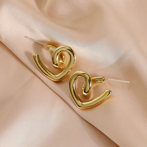 Wholesale Women's S925 Sterling Silver Rotating Love Geometric Earrings With Electroplating Design