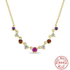 Wholesale Women's S925 Sterling Silver Round Pendant Necklace With Colored Zircon Electroplated O Chain Geometric Design
