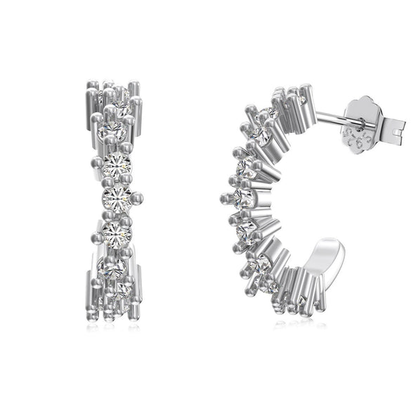 Wholesale Women's S925 Sterling Silver Semicircular Cshaped Zircon Earrings With Letters Numbers Text Electroplated Design