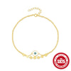Wholesale Women's S925 Sterling Silver Simple Devil's Eye Drop Oil Anklet With Geometric Design For Summer Beach