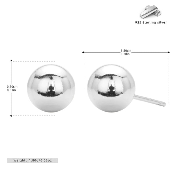 Wholesale Women's S925 Sterling Silver Simple Geometric Bean Round Bead Ear Sticks Piercing Jewelry Electroplated