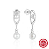 Wholesale Women's S925 Sterling Silver Simple Geometric Pearl Pendant Earrings With Advanced Design