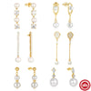 Wholesale Women's S925 Sterling Silver Simple Geometric Pearl Pendant Earrings With Advanced Design