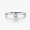 Wholesale Women's S925 Sterling Silver Simple Geometric Shining Single Diamond Ring With Electroplating