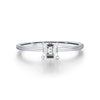 Wholesale Women's S925 Sterling Silver Simple Geometric Shining Single Diamond Ring With Electroplating