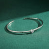 Wholesale Women's S925 Sterling Silver Simple Gloss Opening Adjustable Bracelet With Geometric Pattern Seiko Design