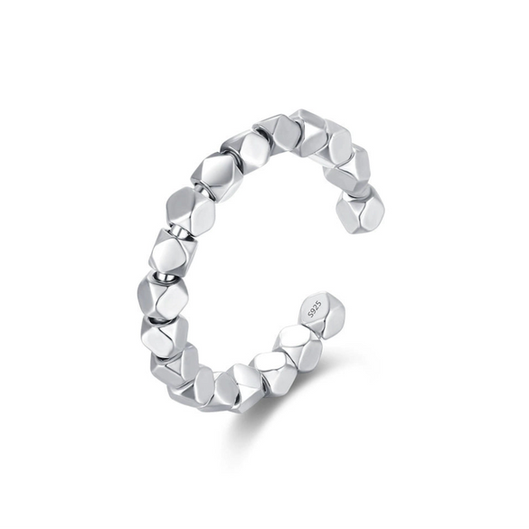 Wholesale Women's S925 Sterling Silver Simple Irregular Opening Adjustable Finger Ring With Electroplating