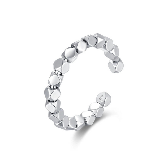 Wholesale Women's S925 Sterling Silver Simple Irregular Opening Adjustable Finger Ring With Electroplating
