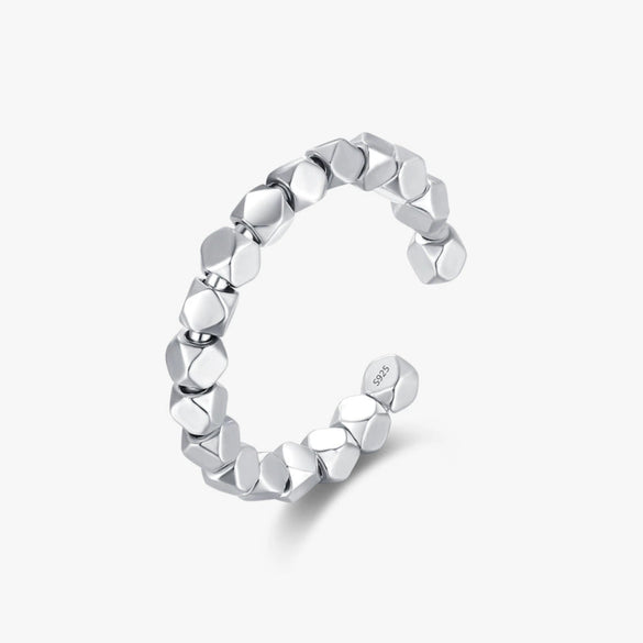Wholesale Women's S925 Sterling Silver Simple Irregular Opening Adjustable Finger Ring With Electroplating
