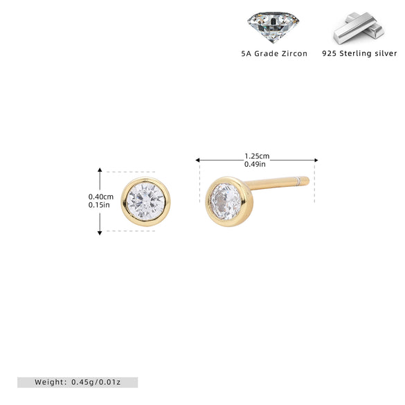 Wholesale Women's S925 Sterling Silver Simple Round Zircon Earrings With Geometric And Cartoon Style And Electroplating Process