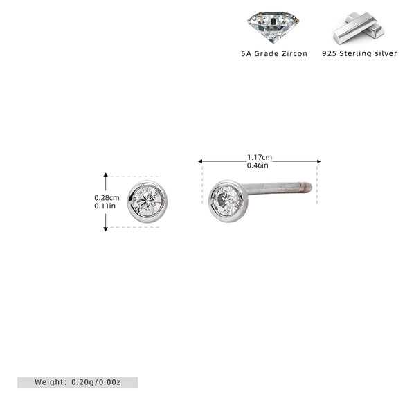 Wholesale Women's S925 Sterling Silver Simple Round Zircon Earrings With Geometric And Cartoon Style And Electroplating Process