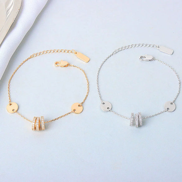Wholesale Women's S925 Sterling Silver Small Waist Light Luxury Ring And Bracelet With Electroplating