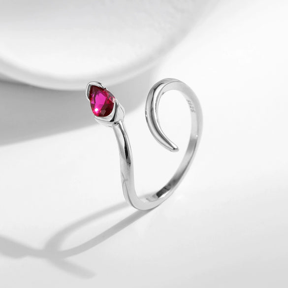 Wholesale Women's S925 Sterling Silver Snake Shaped Ring With Inlaid Zircon Retro Design
