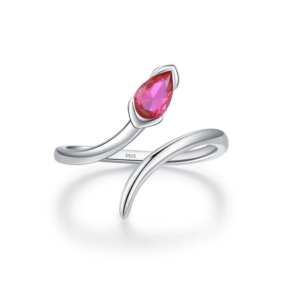 Wholesale Women's S925 Sterling Silver Snake Shaped Ring With Inlaid Zircon Retro Design