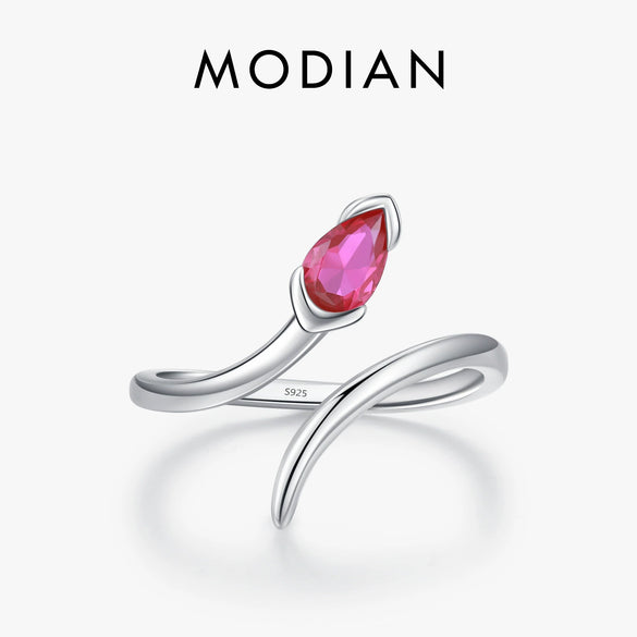 Wholesale Women's S925 Sterling Silver Snake Shaped Ring With Inlaid Zircon Retro Design
